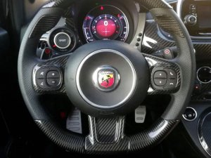 FIAT 500 ABARTH Custom Steering Wheel - Carbon Fiber - Alcantara w/ Red Stitch